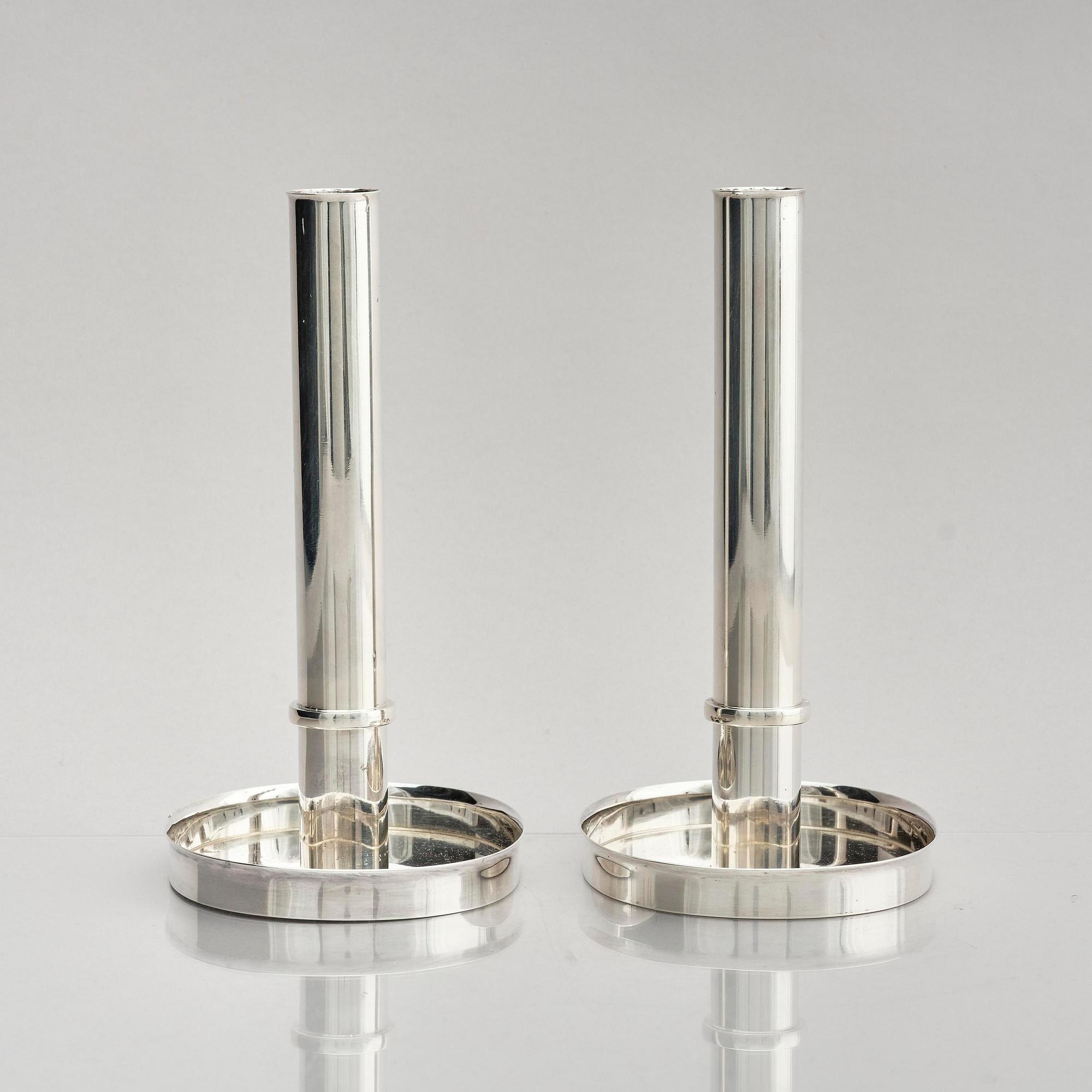 Sigurd Persson, a pair of silver candlesticks, Stockholm 1965.