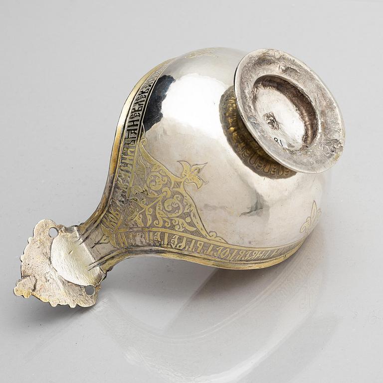 Kåsa, delvis förgyllt silver, Ryssland, tidigt 1600-tal. Renässans.