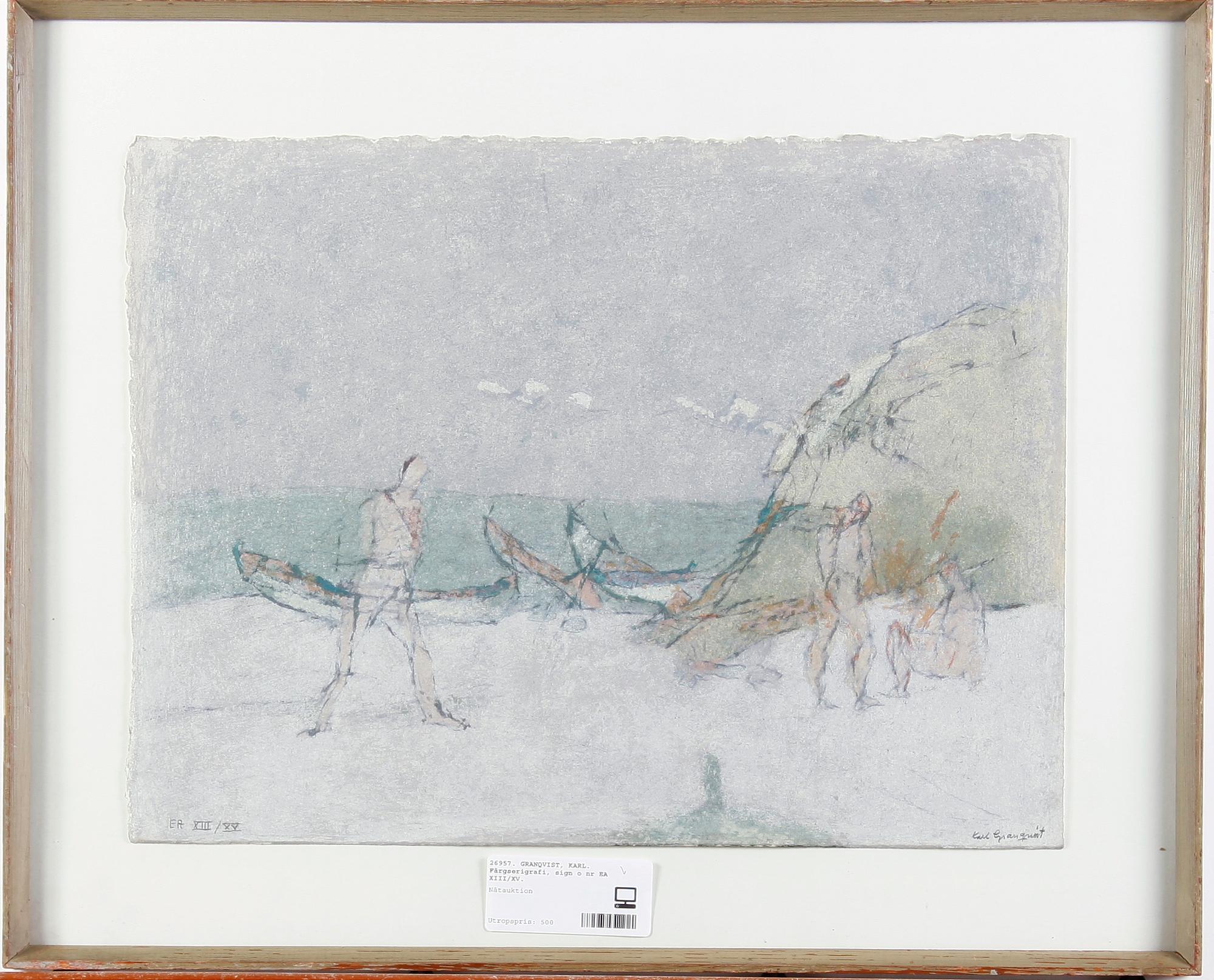 GRANQVIST, KARL. Färgserigrafi, sign o nr EA XIII/XV.