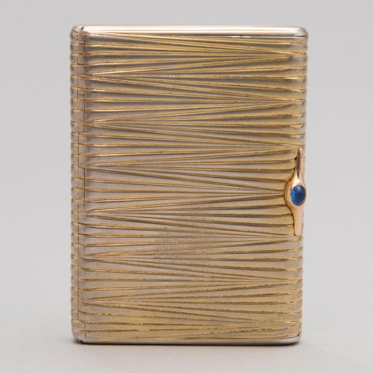 A Russian gilt silver cigarette case, maker's mark 'AR', Saint Petersburg 1908-17.