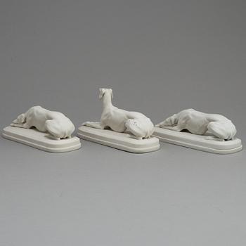 THREE PARIAN PAPER WEIGHTS, one marked Gustafsberg, ca 1900.