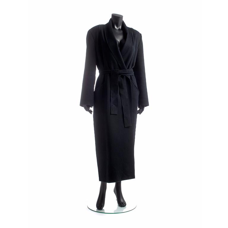 FENDI, a black wool blend coat.