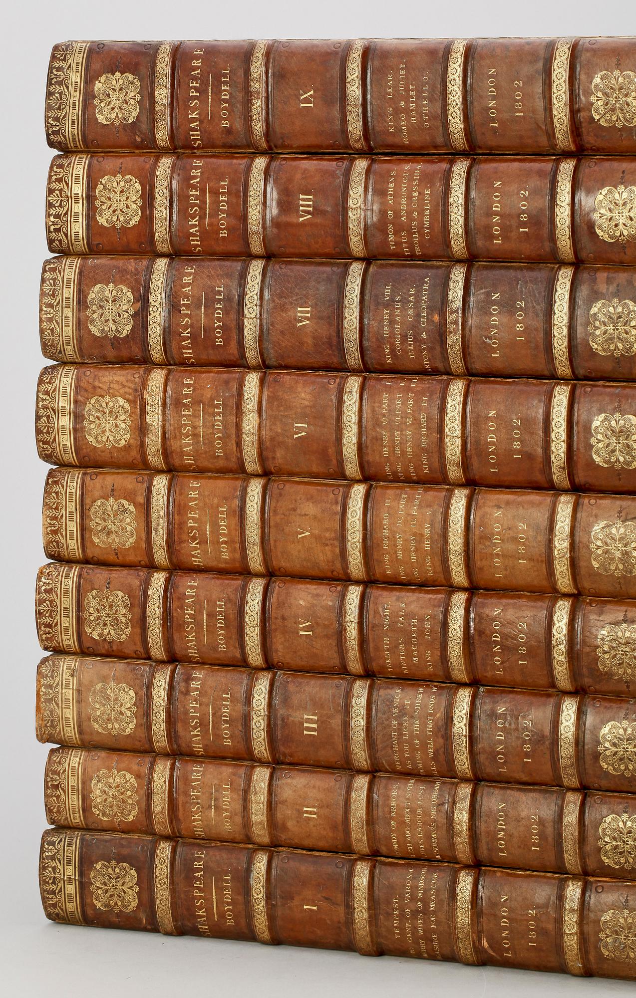 WILLIAM SHAKESPEARE (1564-1616), vol I-IX, "The Dramatic Works of Shakespeare, London 1802.