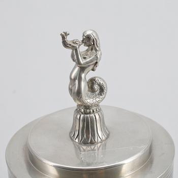TOBAKSBURK med LOCK, tenn, art déco, CG Hallberg, 1935.