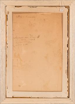Magnus von Wright, blyertsteckning, signerad och daterad 29 febr 1852.