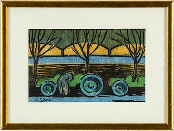 AGNES CLEVE, woodcut. Signed with stamp a cleve.