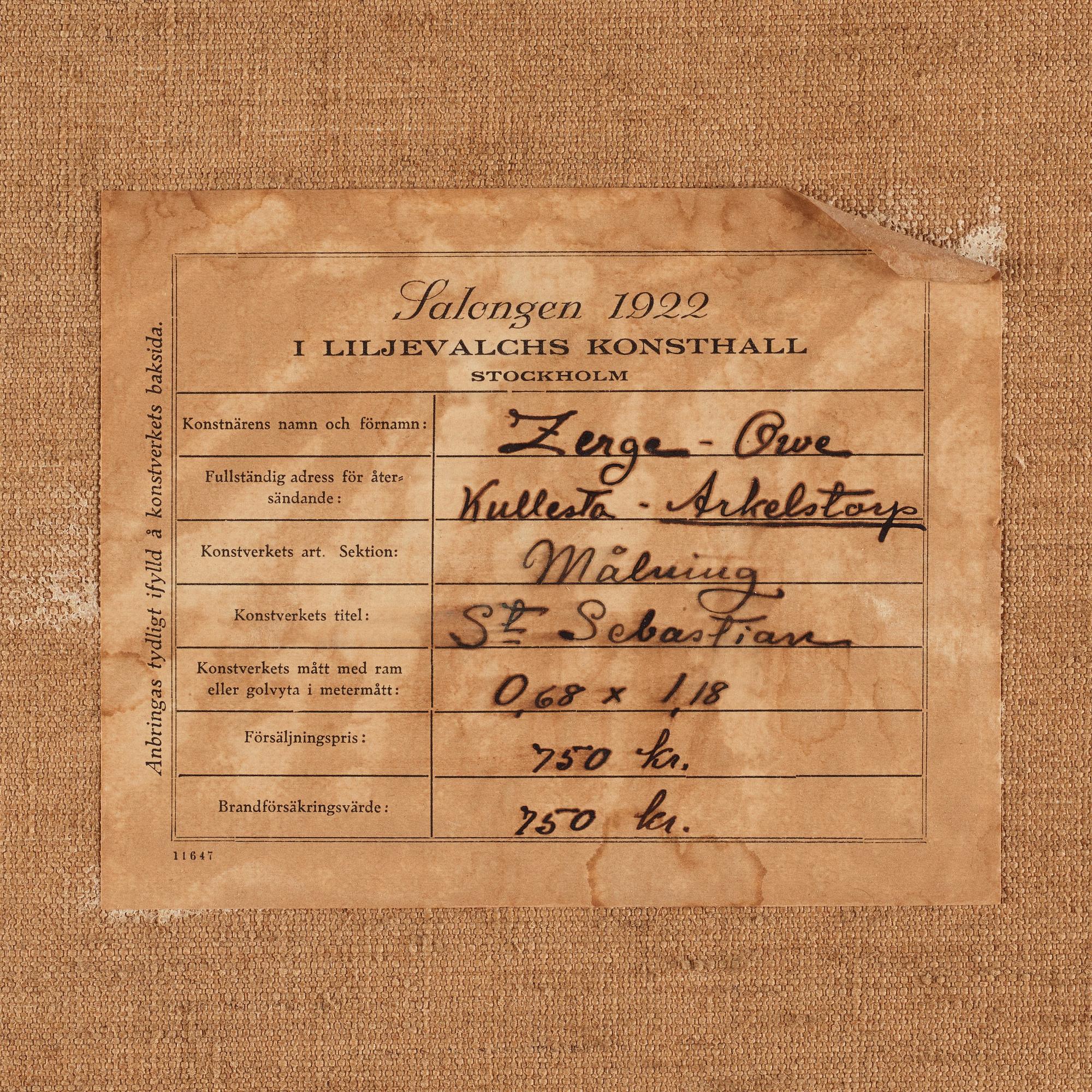 Owe Zerge, "Sankt Sebastian".
