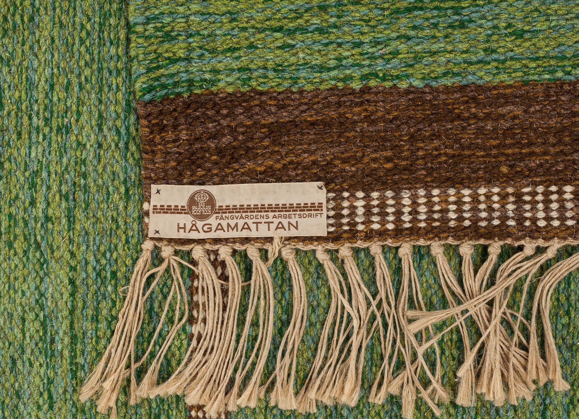 MATTA, rölakan, etikettmärkt, Hågamattan, fångvårdens arbetsdrift, ca 201 x 141 cm.
