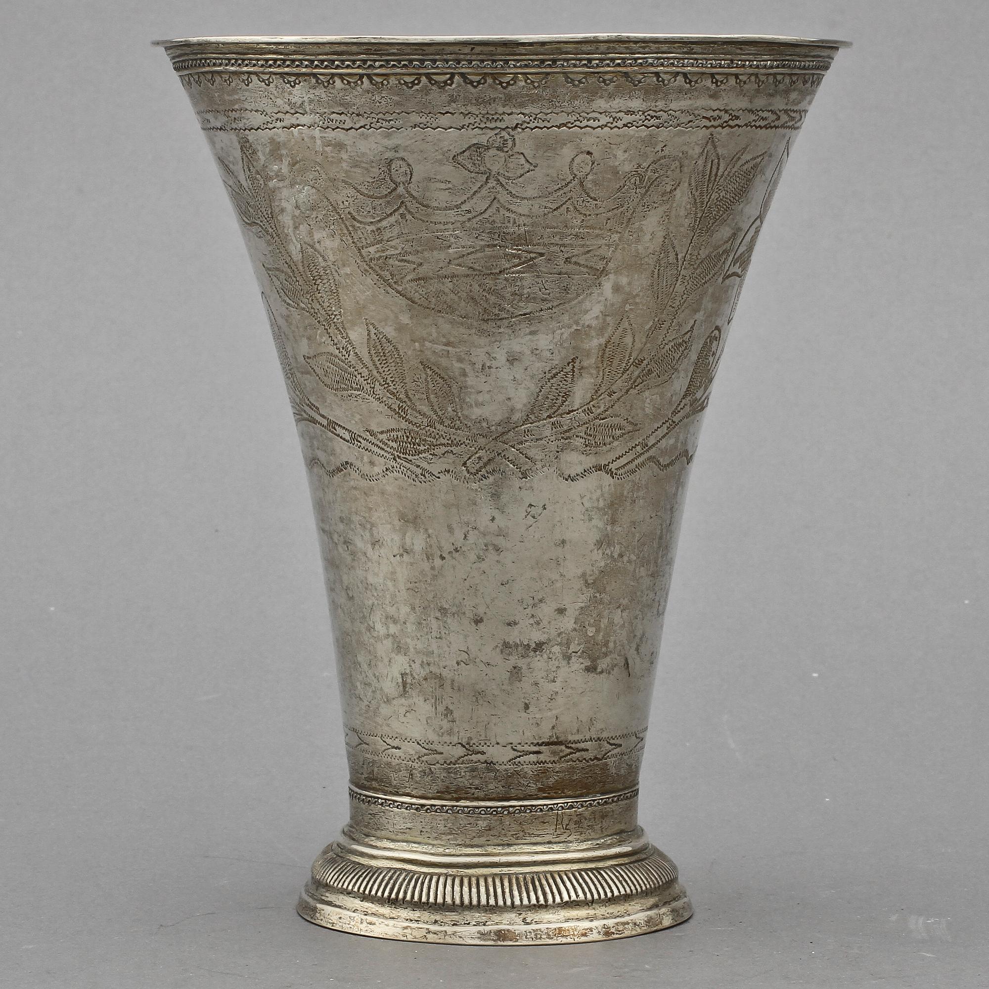 BÄGARE, silver, Samuel Lyberg, Borås, 1796. Vikt 465 g.