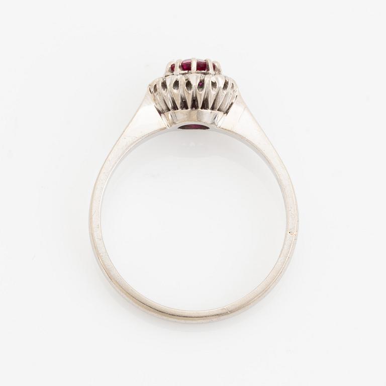 Ruby and brilliant cut diamond ring.