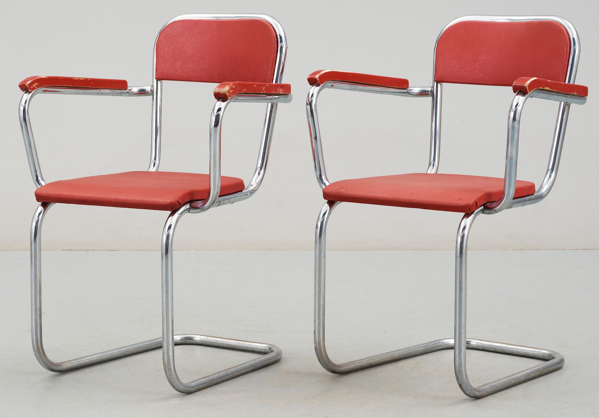 KARMSTOLAR, ett par, funkis, DS stålmöbler, Malmö, 1930/40-tal.