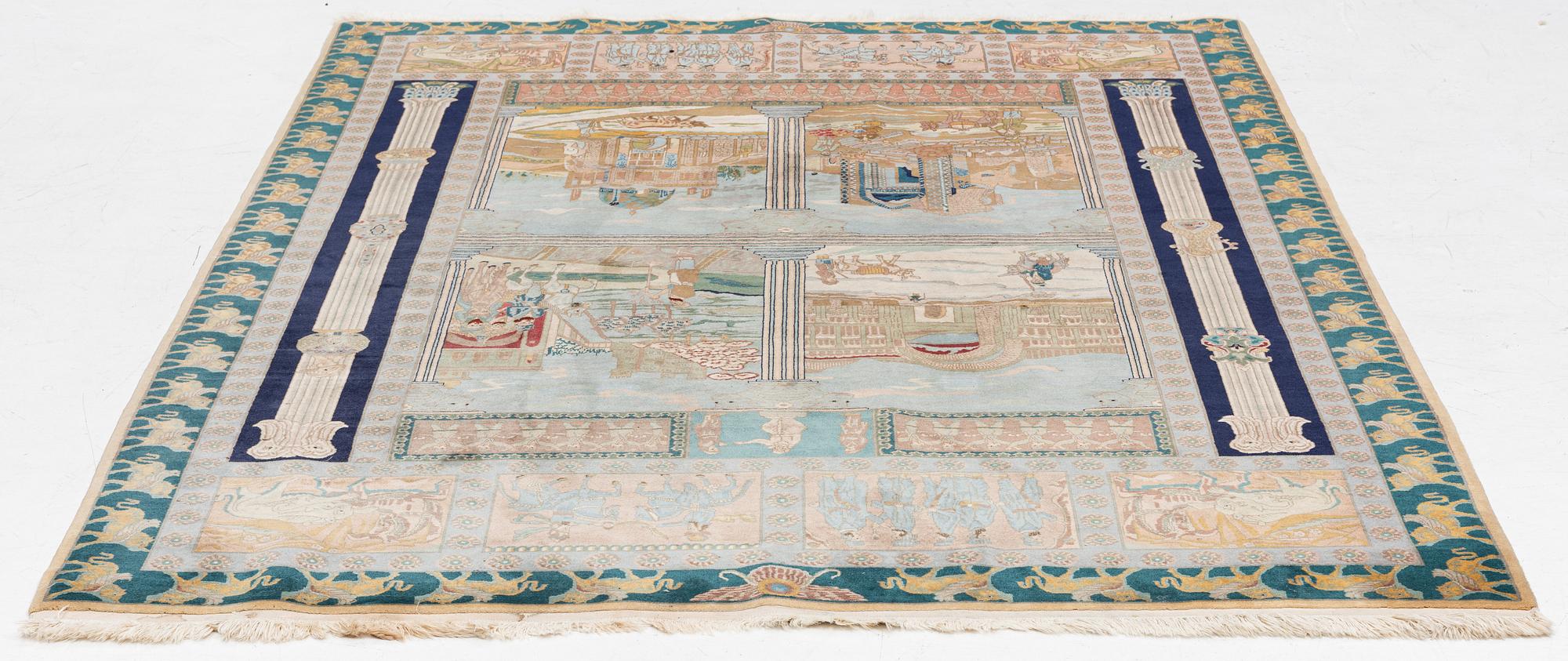 Carpet, Tabriz, figural, approx. 260 x 180 cm.