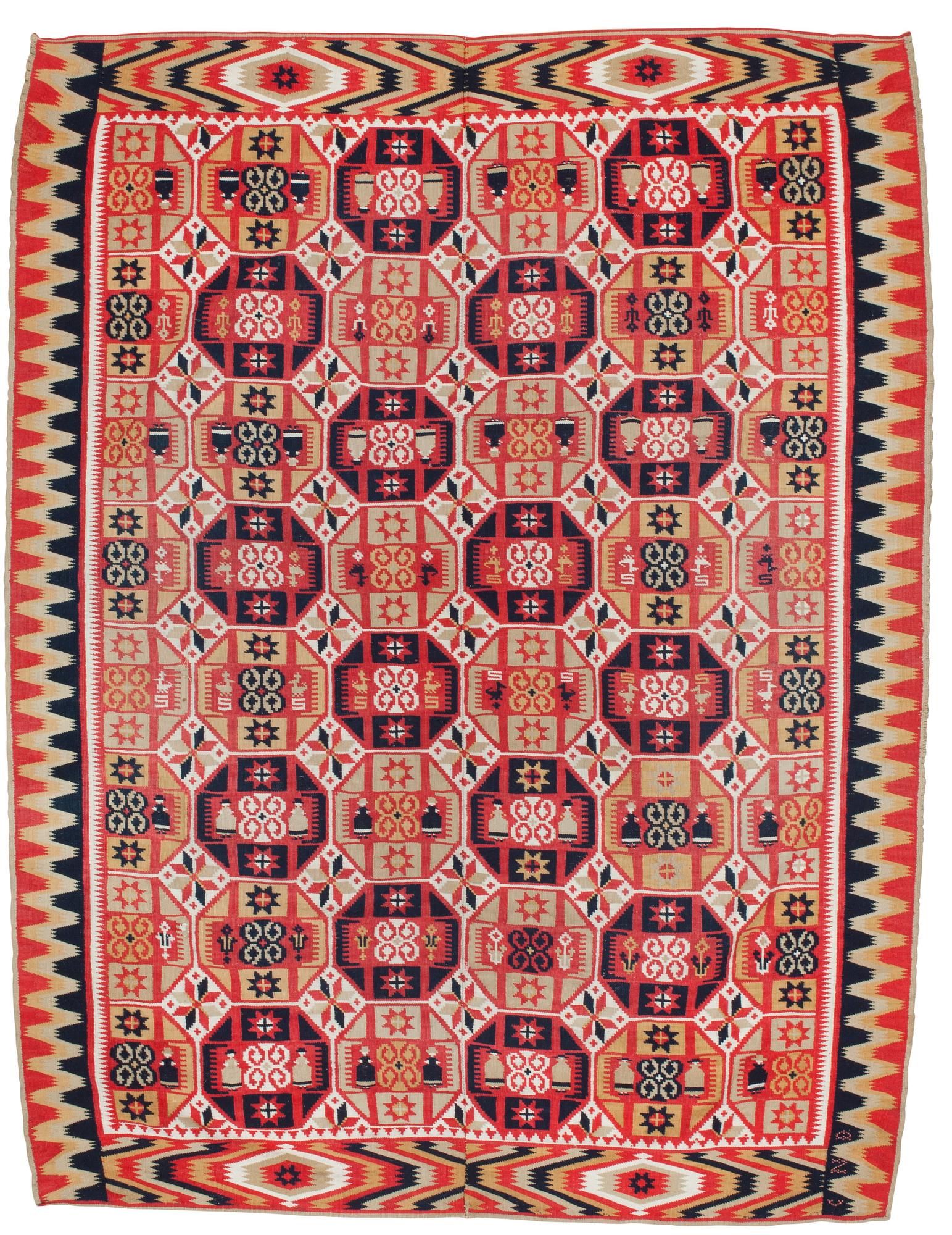 BED COVER. Double-interlocked tapestry. 171 x 128,5 cm. Scania, Sweden, around 1830. Frosta/Färs district.