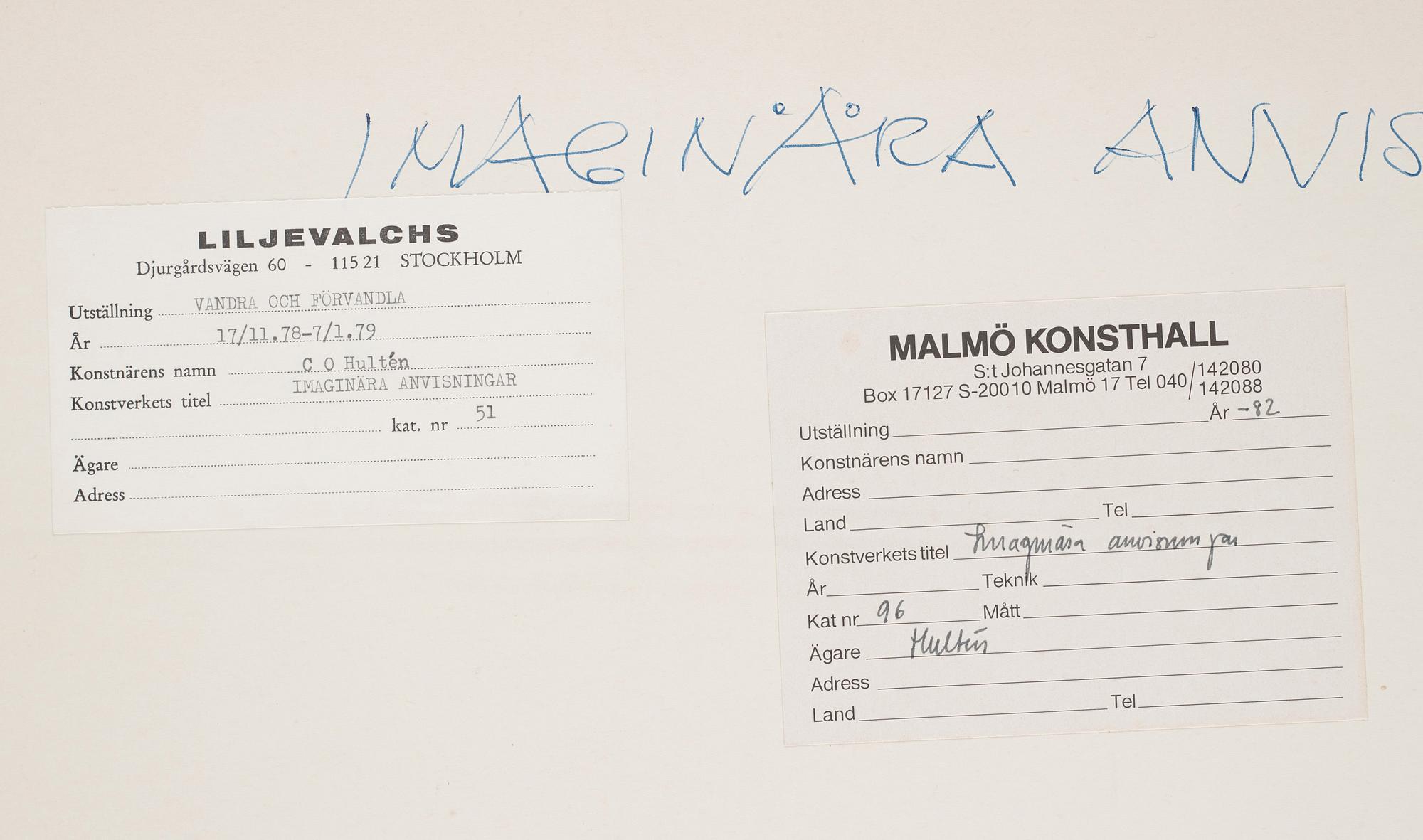 CO Hultén, blandteknik på tunt papper, signerad och utförd 1947.