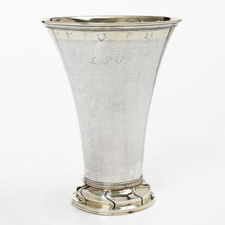 Carl Petter Modin, bägare, delvis förgyllt silver, Sundsvall 1795. Gustaviansk.