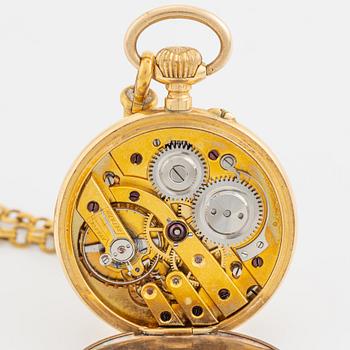 Pocket watch, 18K gold, 37 mm.