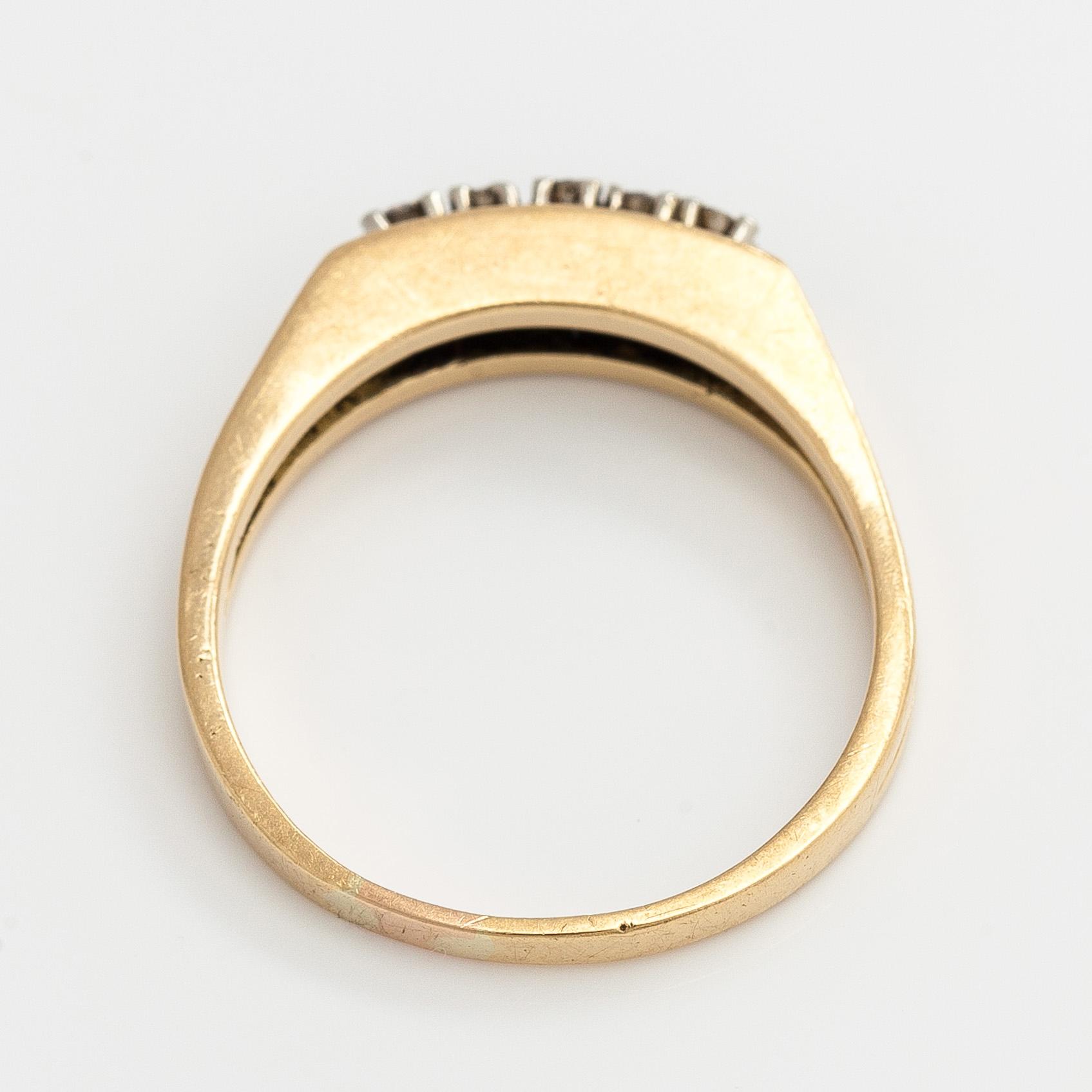 Sormus, 8/8-hiotut timantit, 14K kultaa.