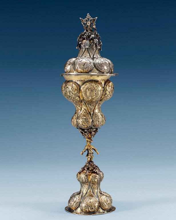 A RUSSIAN SILVER-GILT CUP AND COVER, unidentified makers mark, Moscow 1758. Cover dose not pertain.