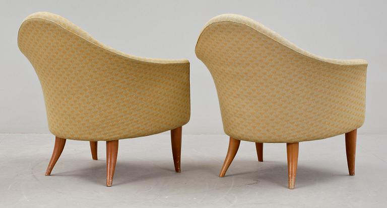 FÅTÖLJER, ett par, "Lilla Adam", Kerstin Hörlin-Holmquist, Nordiska Kompaniets verkstäder, Nyköping, 1950-tal.