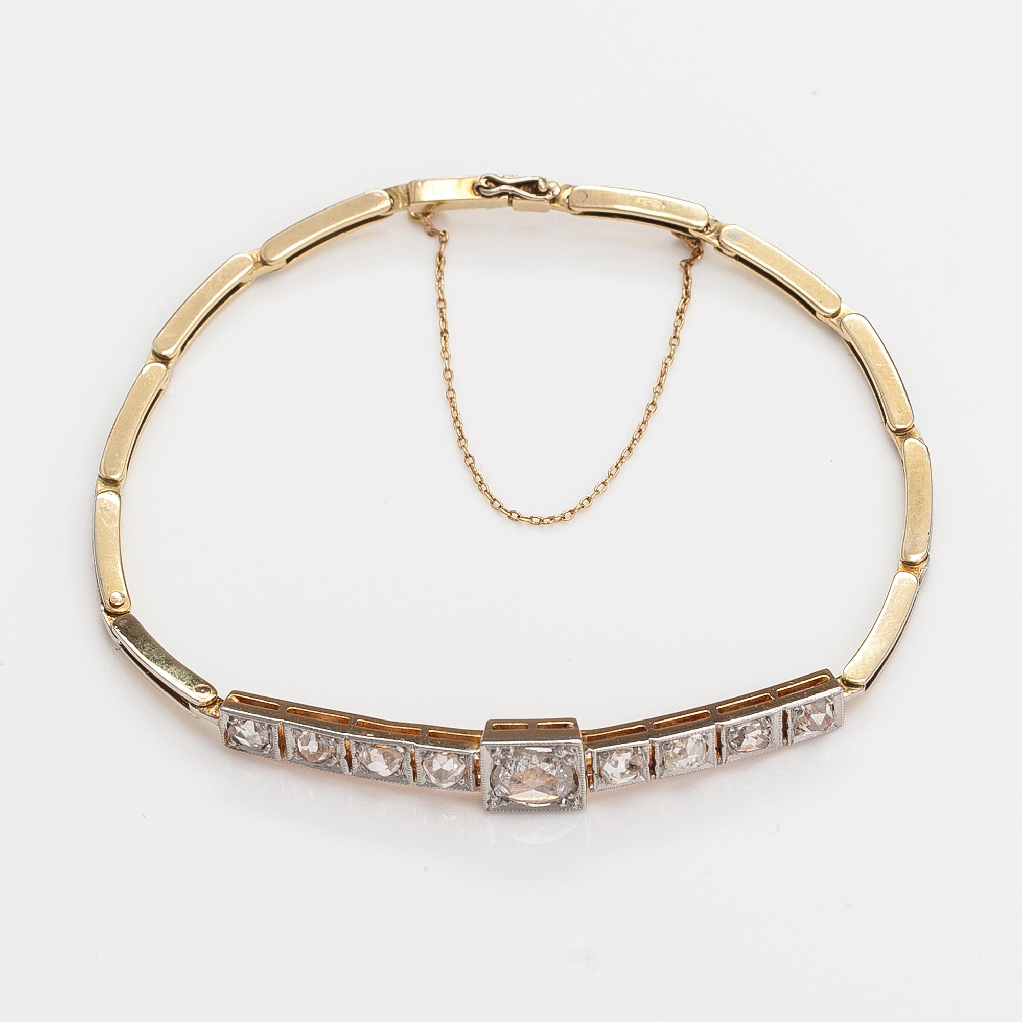 Armband, 14K guld, rosenslipade diamanter ca 1.57 ct tot.