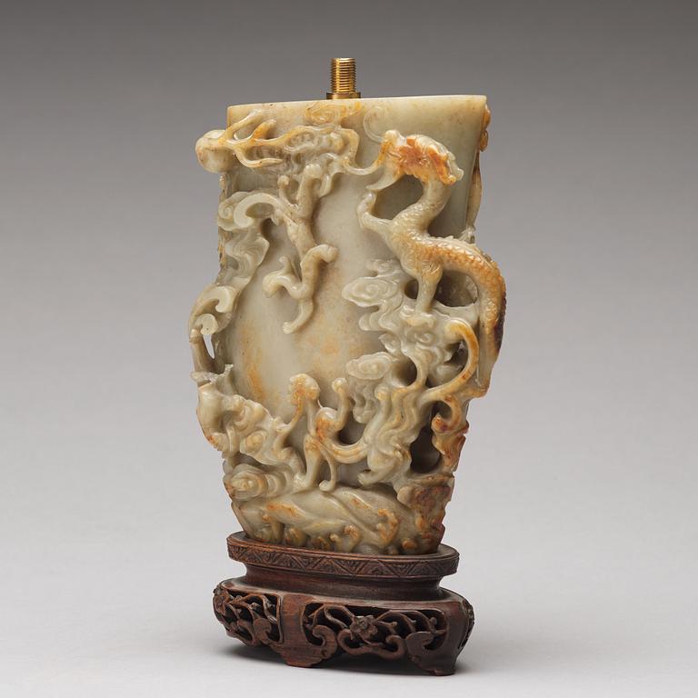 A sculptured stone vase, presumably late Qing dynasty.