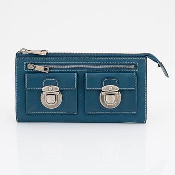 Marc Jacobs, a teal leather and silver hardware 'Zip clutch' wallet.