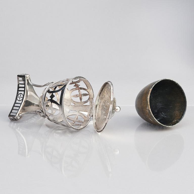 Johan Abraham Hallard, sockerskål med lock, silver, Stockholm 1794.