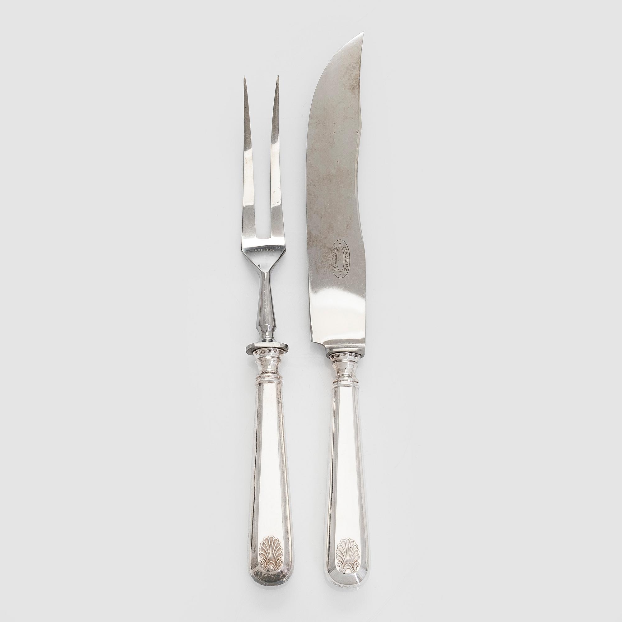 Tranchérbestick,"Musslan" silver och stål, Kultakeskus Tavastehus 1927.