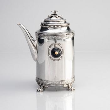 A Swedish Gustavian 18th century silver coffee-pot, marks of Nils Tornberg, Linköping 1792.