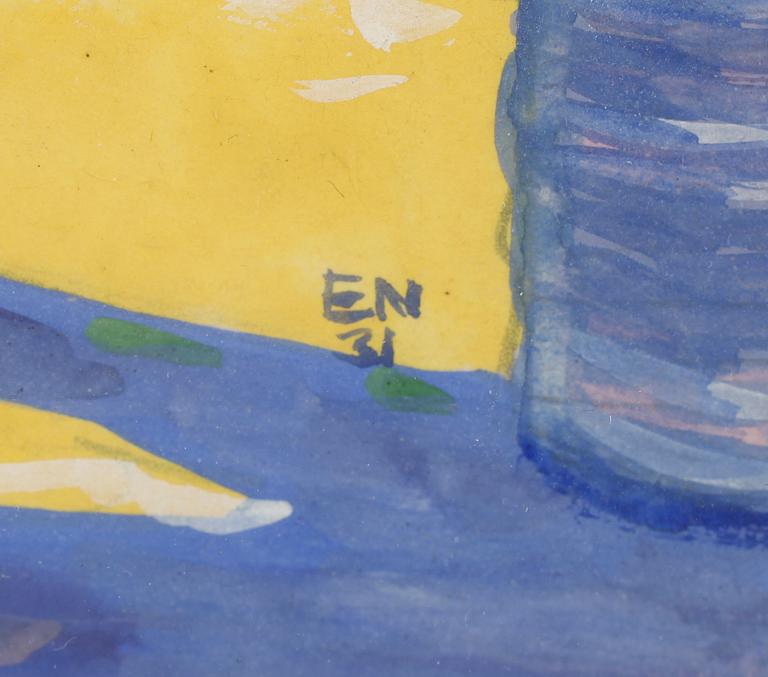 OKÄND KONSTNÄR, gouache, monogramsignerad EN och daterad 31.
