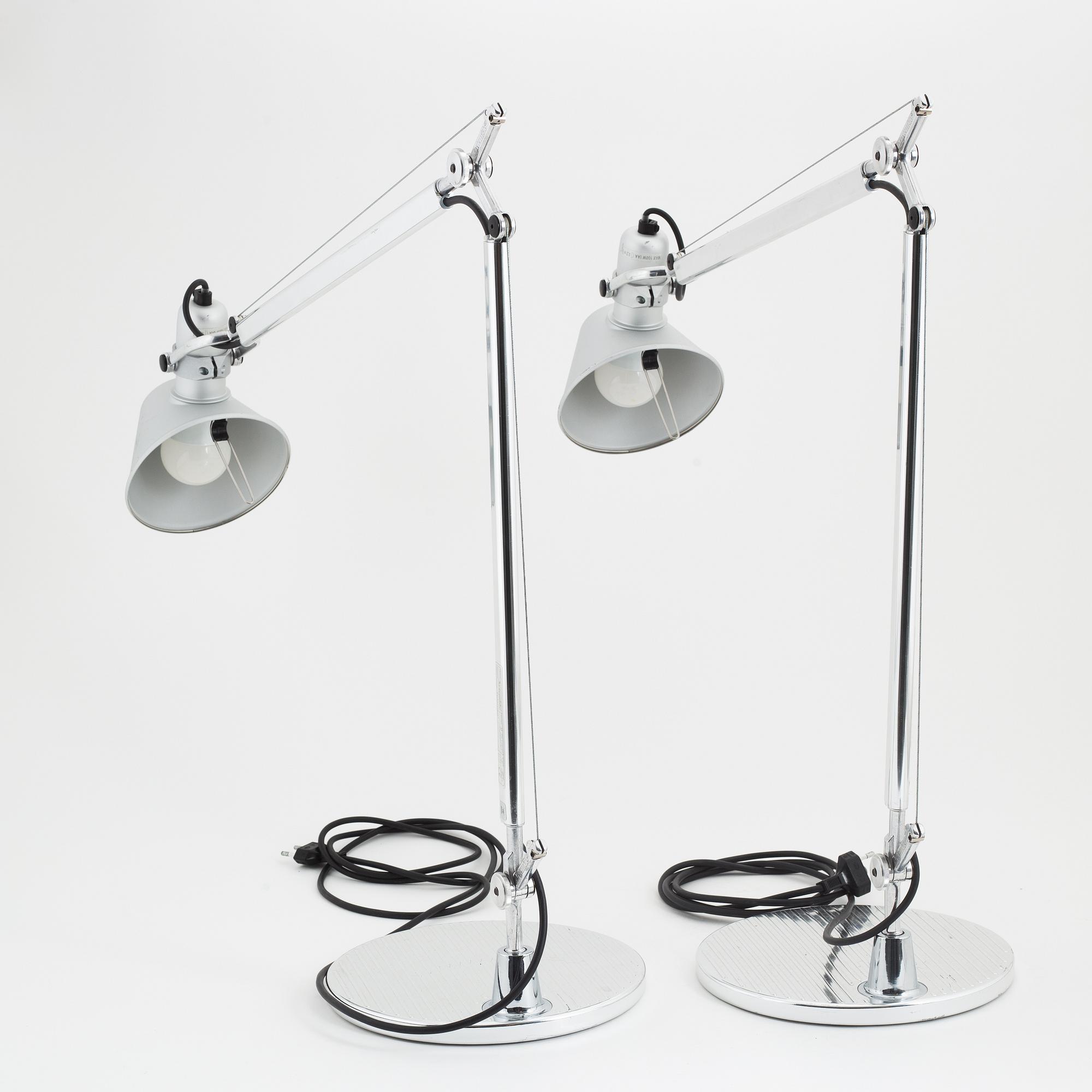Michele De Lucchi & Giancarlo Fassina, a pair of 'Tolomeo' table lights, Artemide, Italy.