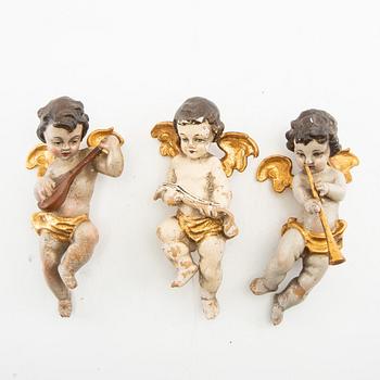 Angels, (decorative elements) 3 pcs 19th century or earlier.