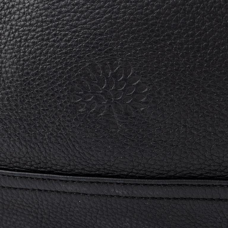 Mulberry, a black leather bag.