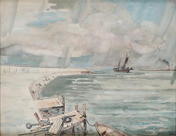 706. Ossian Elgström, "Galeas", motiv från piren i Torekov.