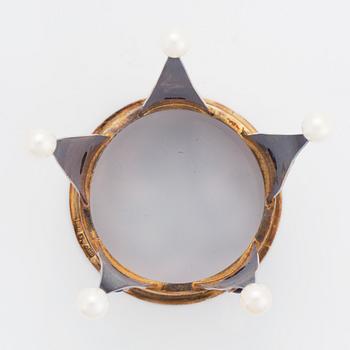 Brudkrona, förgyllt silver med pärlor och ametister, Bengt Hallberg, Köping 1962.