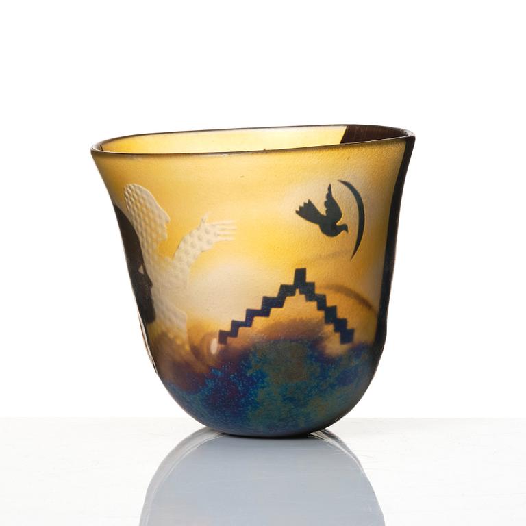 Bertil Vallien, a unique glass bowl, Kosta, Sweden.
