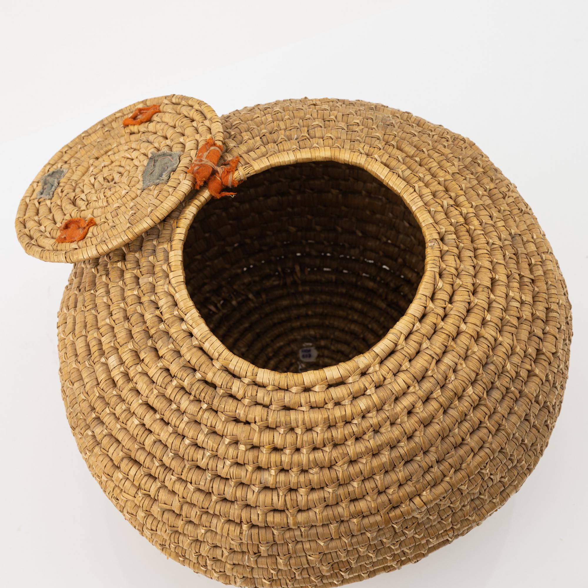 A Persian (Iranian) basket with cover, 20th century.
