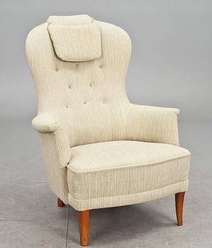 FÅTÖLJ, "Farmor" design Carl Malmsten. Märkt Sjögren.