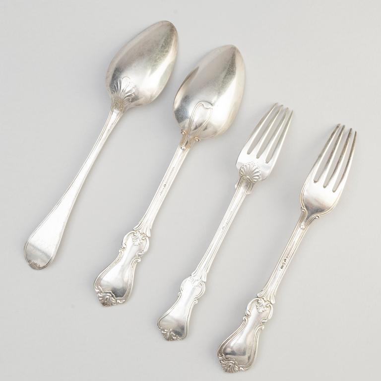 A Set of Swedish Silver Cutlery, 19th Century, (14 pcs).