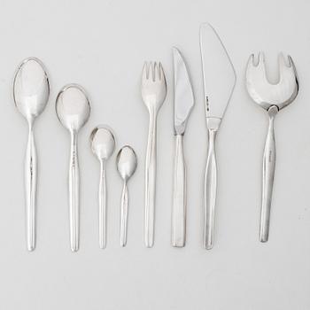 Tapio Wirkkala, A Finnish silver cutlery set, "Tapio", Kultakeskus Oy, Hämeenlinna, 1962-1990 (50 pieces).