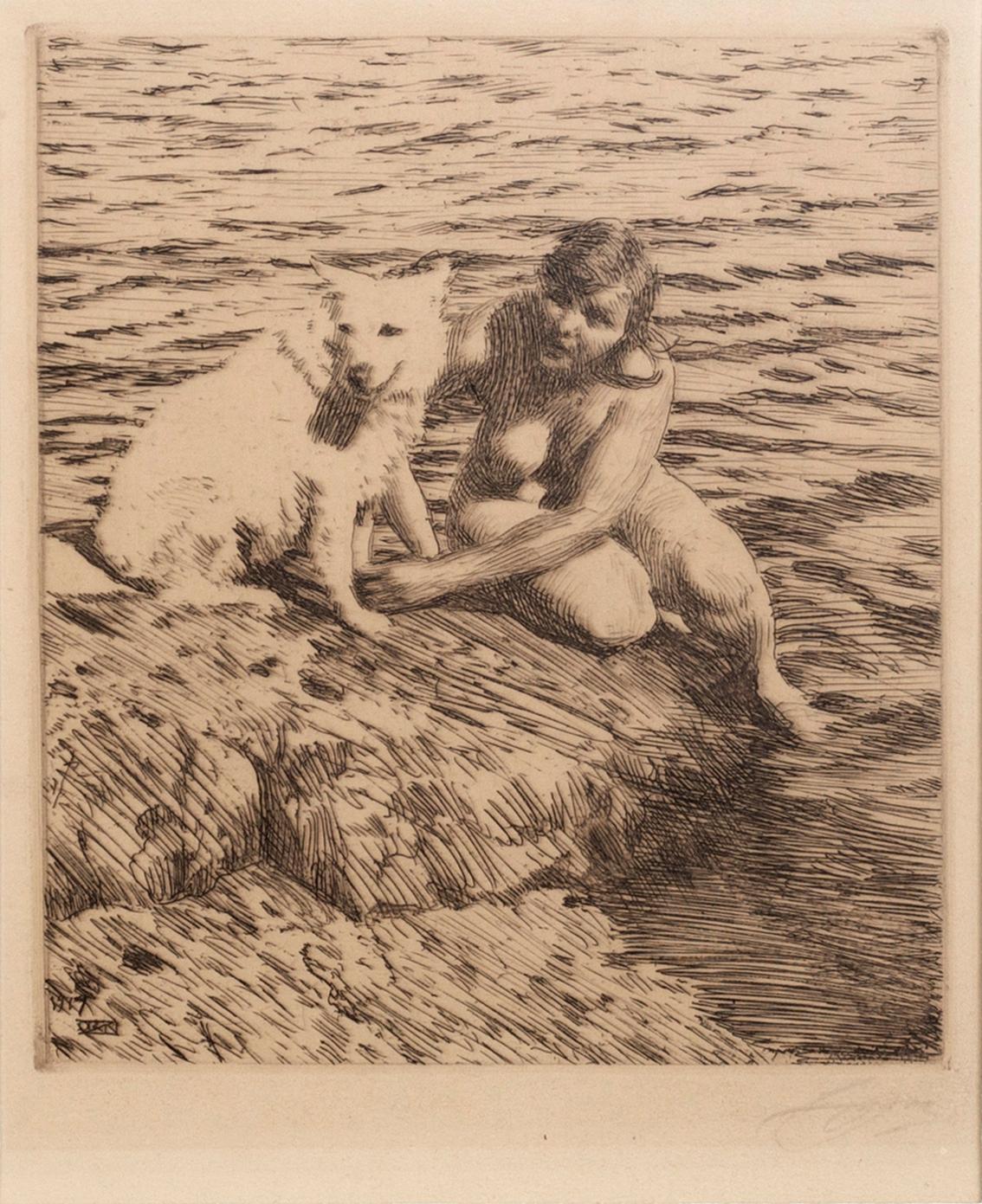 Anders Zorn, a signed etching from 1917.