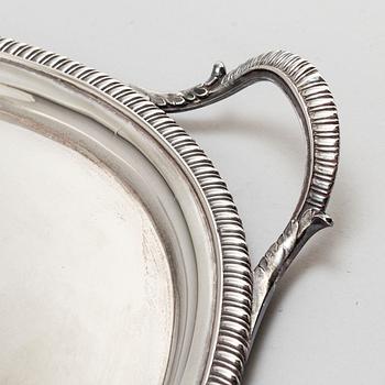 A silver tray from London, 1802.