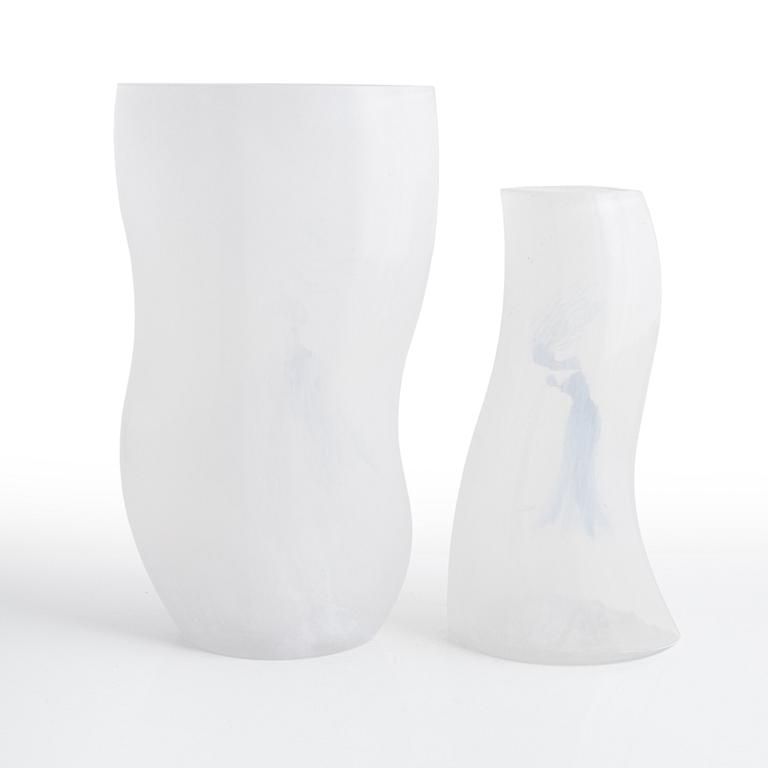 Kjell Engman, two glass vases, Kosta Boda.