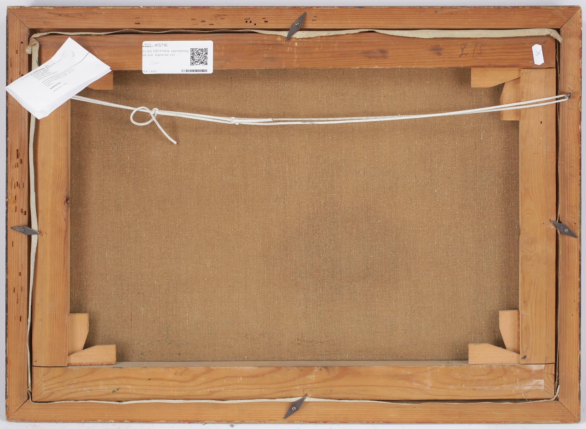 ELIAS ERDTMAN, oljemålning på duk. Signerad.