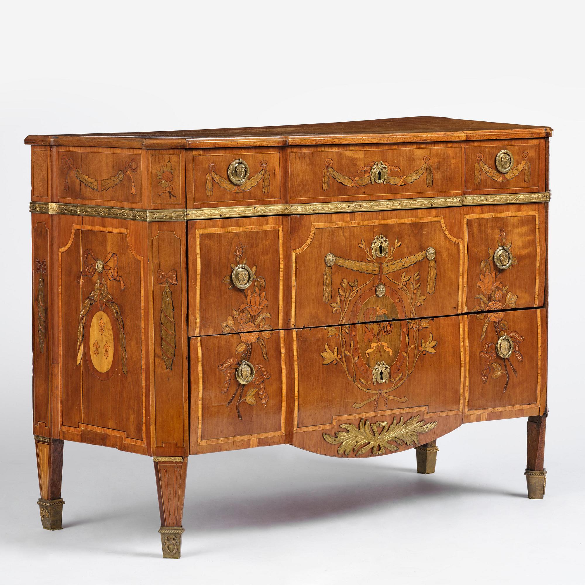 A Gustavian parquetry commode by J. Hultsten (master in Stockholm 1773-94).