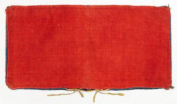 A carrige cushion, 'Träd och timglas', double-interlocked tapestry, c. 102 x 53 cm, signed BID IÅ, dated 1807.