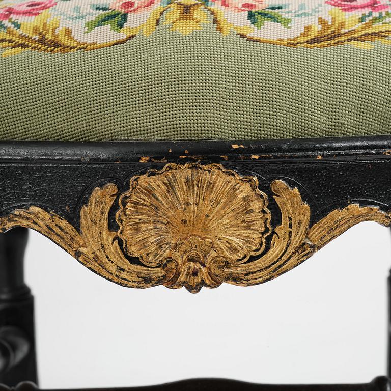 A pair of Swedish rococo armchairs, Stockholm, later part 18th century.