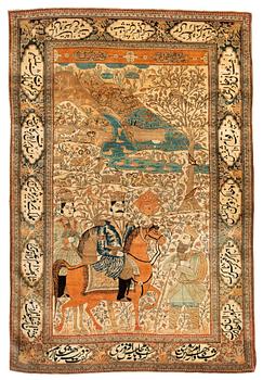 1276. SEMI-ANTIQUE KASHAN SO CALLED MOTACHEM FIGURAL. 198 x 135 cm.