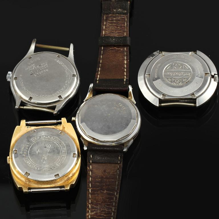 ARMBANDSUR, 4 st, herr, 1900-talets andra hälft.