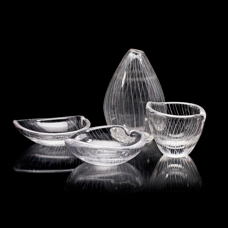 PARTI GLAS, 4 delar, Tapio Wirkkala, Iittala, sign.